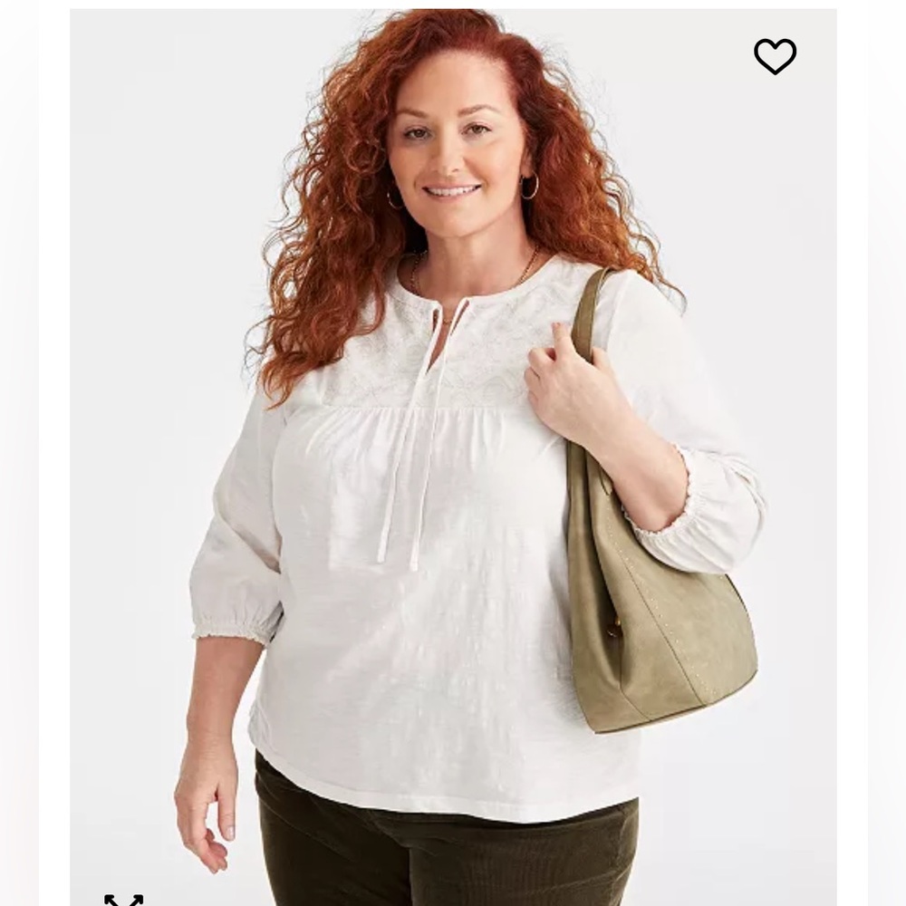NWT Style & Co. White Blouse with Lace Accent